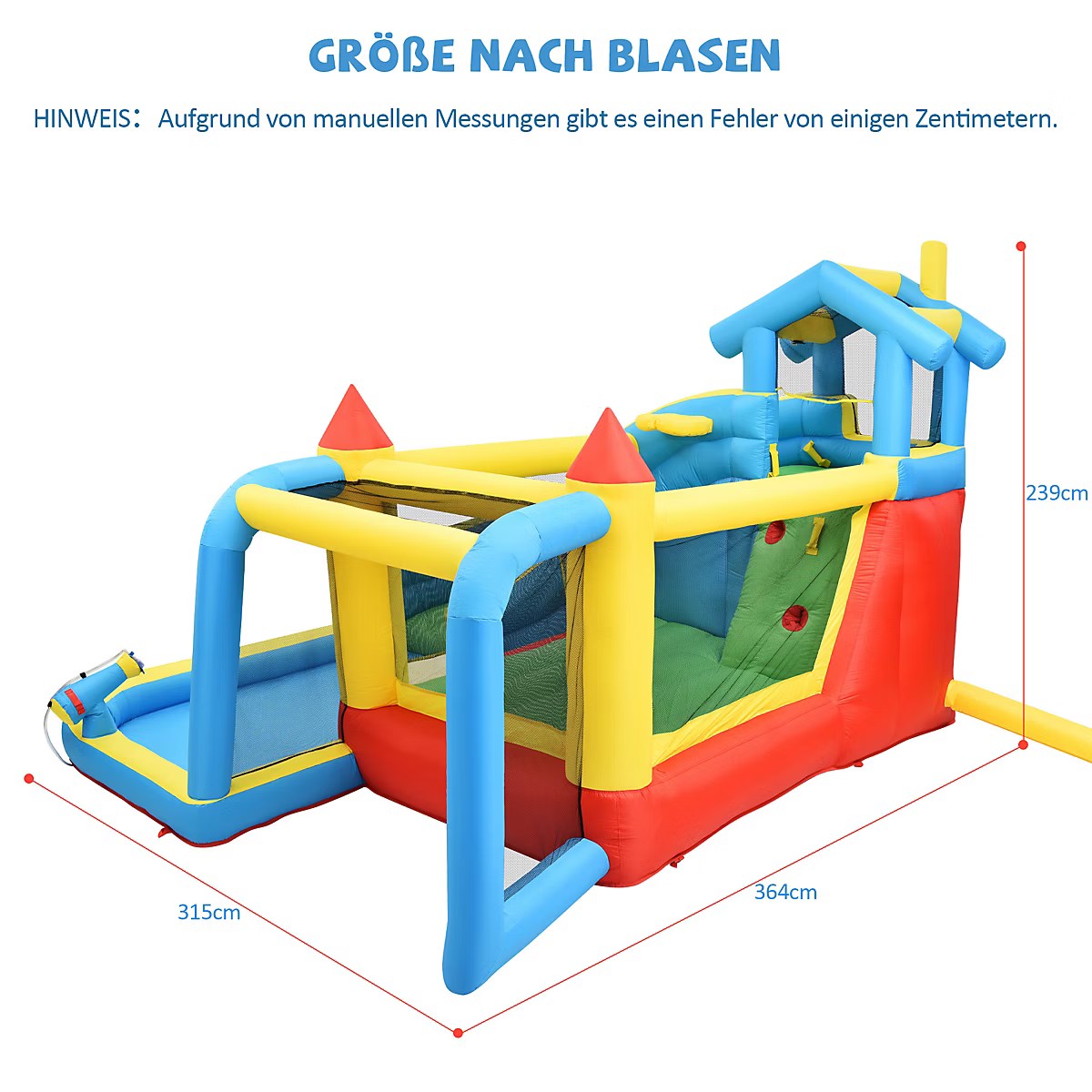 Château Gonflable - Aires de Jeux Gonflables 5 en 1 avec Toboggan, Piscine et Zones de Saut, Tissu Oxford, Multicolore – Image 4
