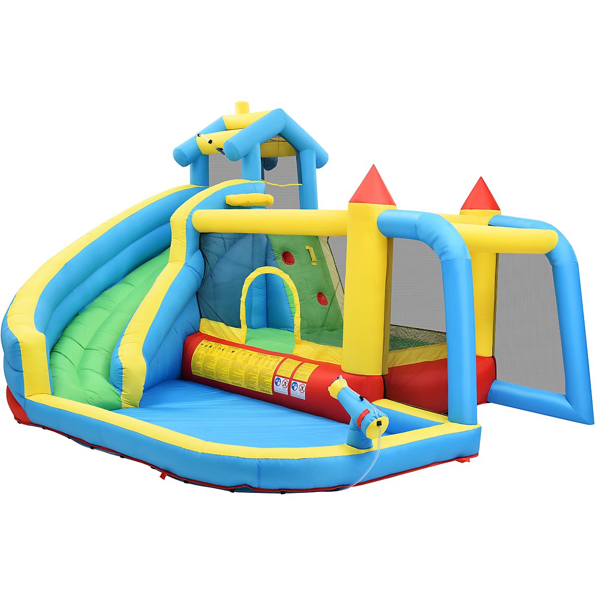 Château Gonflable - Aires de Jeux Gonflables 5 en 1 avec Toboggan, Piscine et Zones de Saut, Tissu Oxford, Multicolore – Image 5