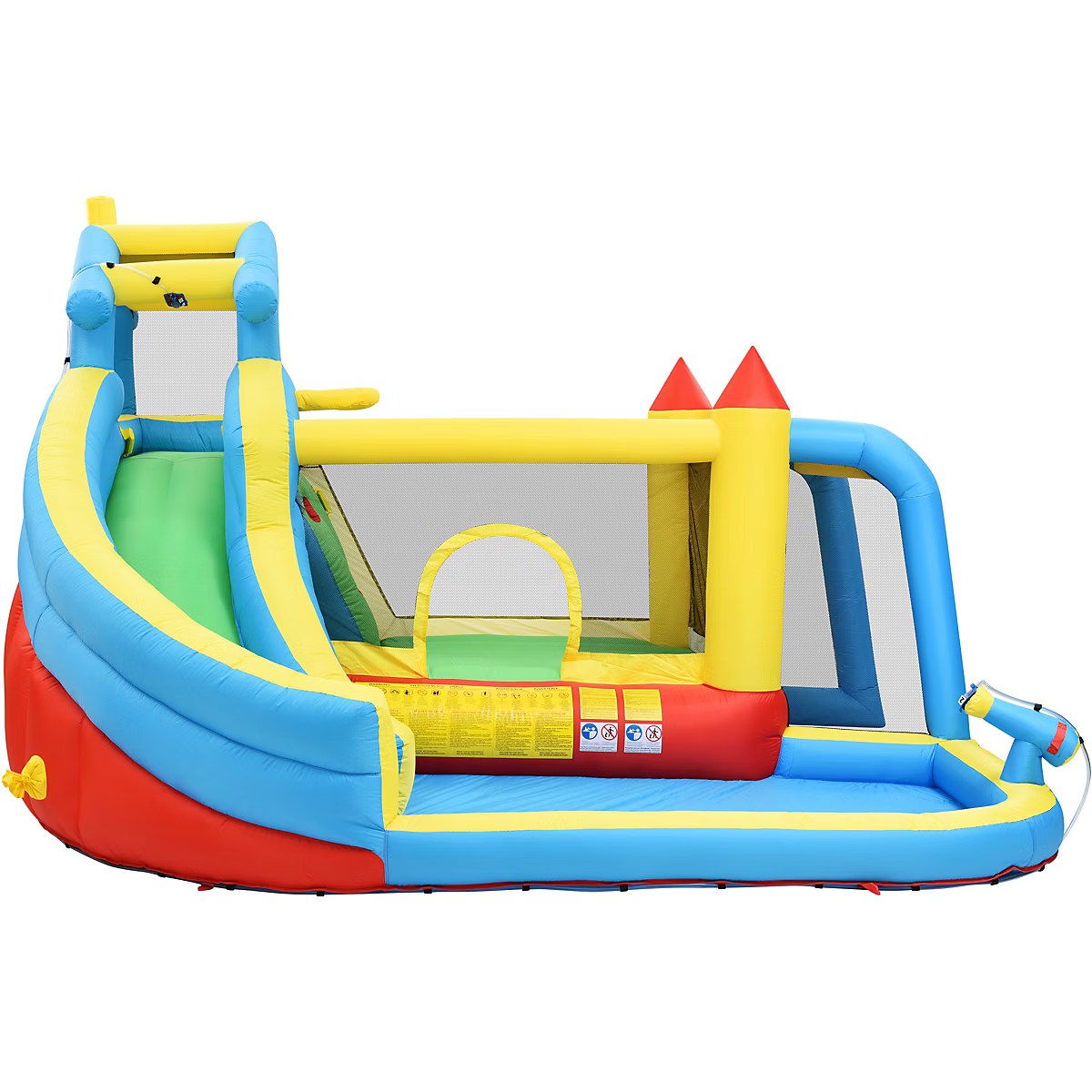 Château Gonflable - Aires de Jeux Gonflables 5 en 1 avec Toboggan, Piscine et Zones de Saut, Tissu Oxford, Multicolore – Image 8